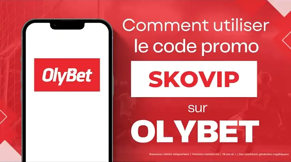 Código promocional SKOVIP para OlyBet mostrado en pantalla de smartphone